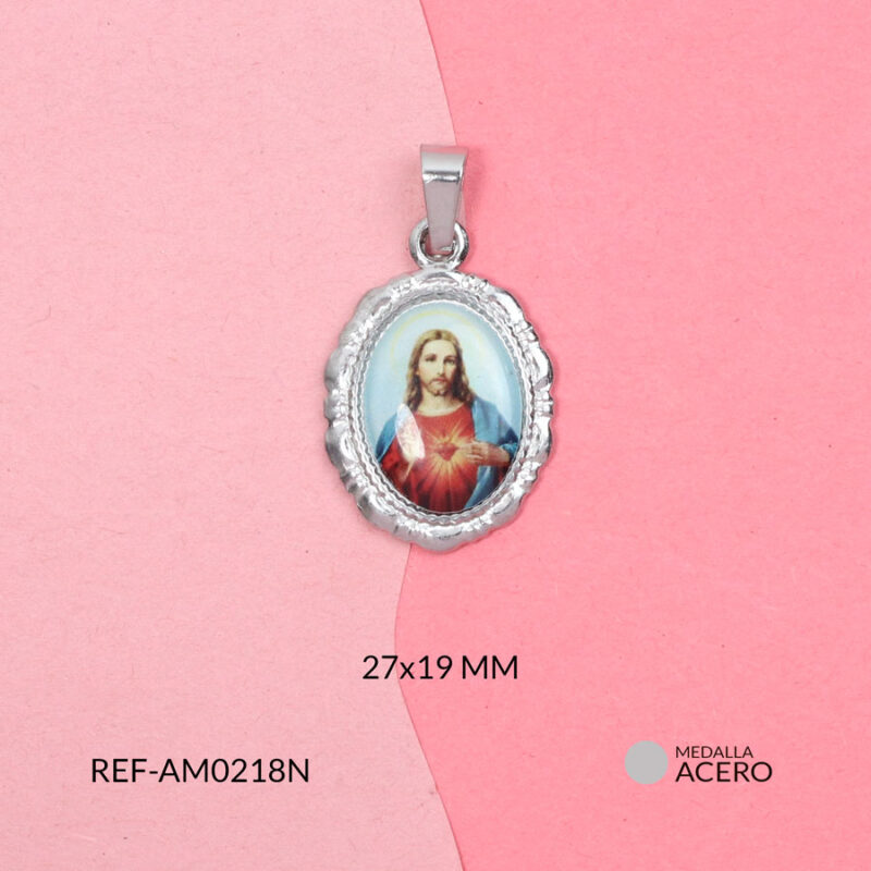 Medalla acero ovalada sagrado corazón de Jesús 27x19mm x und