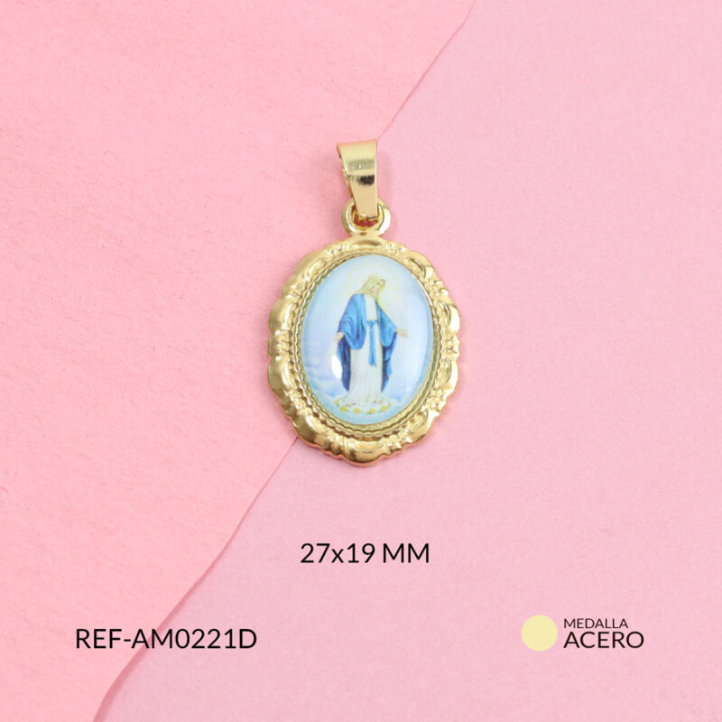 Medalla acero ovalada Virgen Milagrosa 27x19mm x und