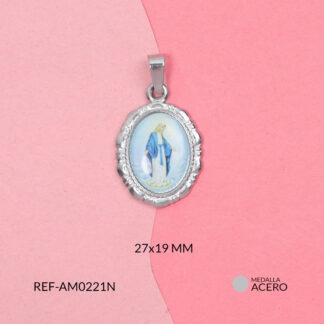 Medalla acero ovalada virgen milagrosa 27x19mm