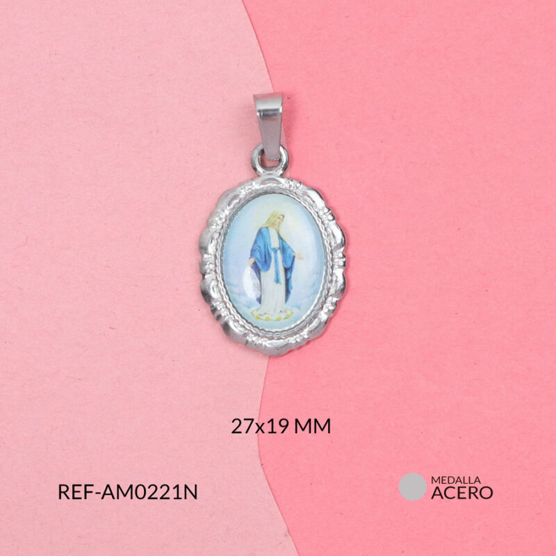 Medalla acero ovalada virgen milagrosa 27x19mm