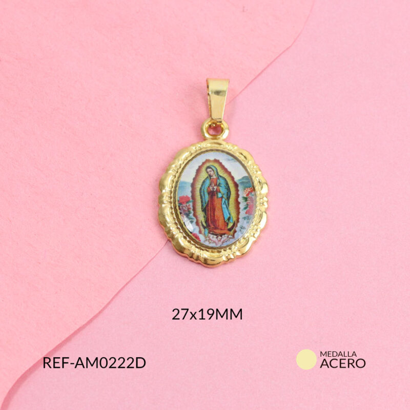 Medalla acero ovalada Virgen de Guadalupe 27x19mm x und