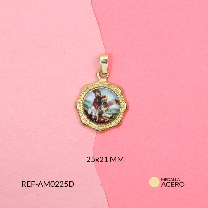 Medalla acero circular San Miguel Arcángel 25x21mm x und