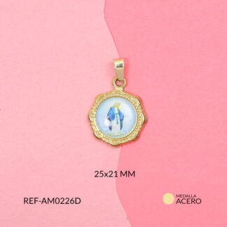 Medalla acero circular Virgen Milagrosa 25x21mm x und