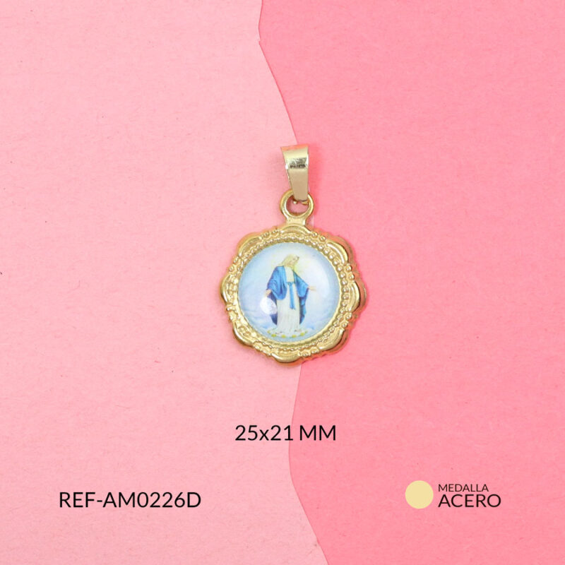 Medalla acero circular Virgen Milagrosa 25x21mm x und