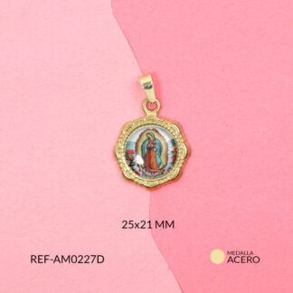 Medalla acero circular Virgen de guadalupe 25x21mm x und
