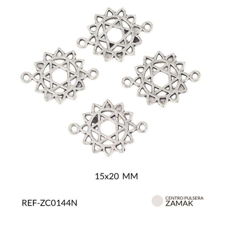 Centro pulsera zamak mándala estrella 15x20mm paq x12