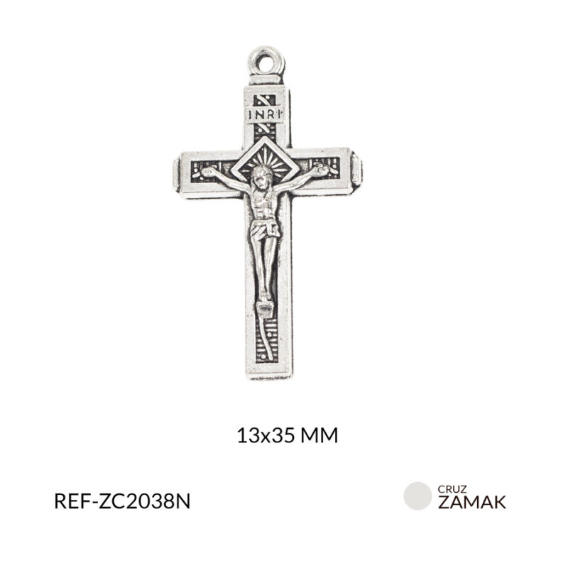 Cruz zamak cristo relieve 19x35mm x 6und