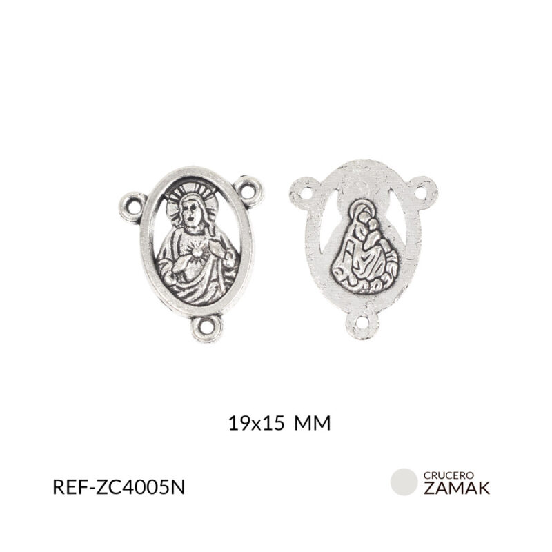 Crucero zamak sagrado corazón de Jesús 19x15mm paq x12 unidades