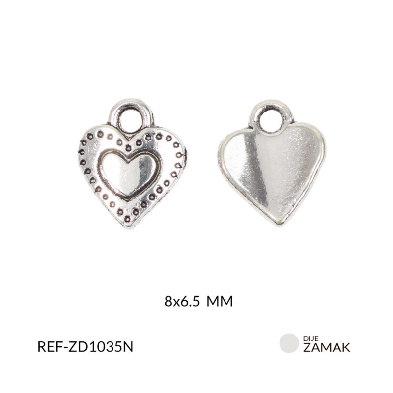 Dije zamak corazón mini borde punteado 8x6.5mm paq x12