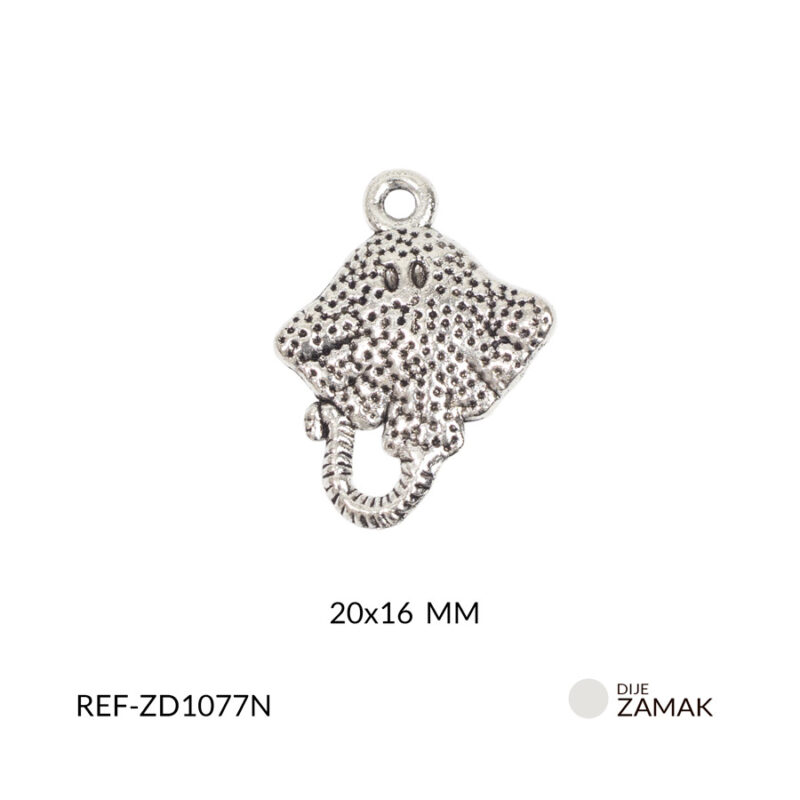 Dije zamak mantarraya 20x16mm paq x12 unidades