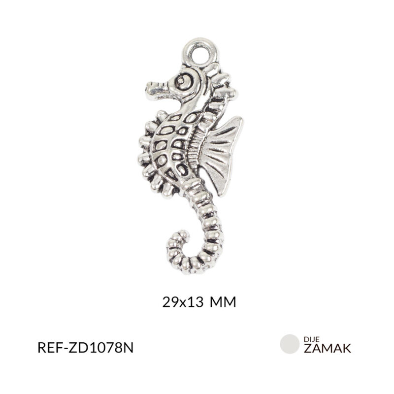 Dije zamak caballito de mar 29x13mm paq x12 unidades