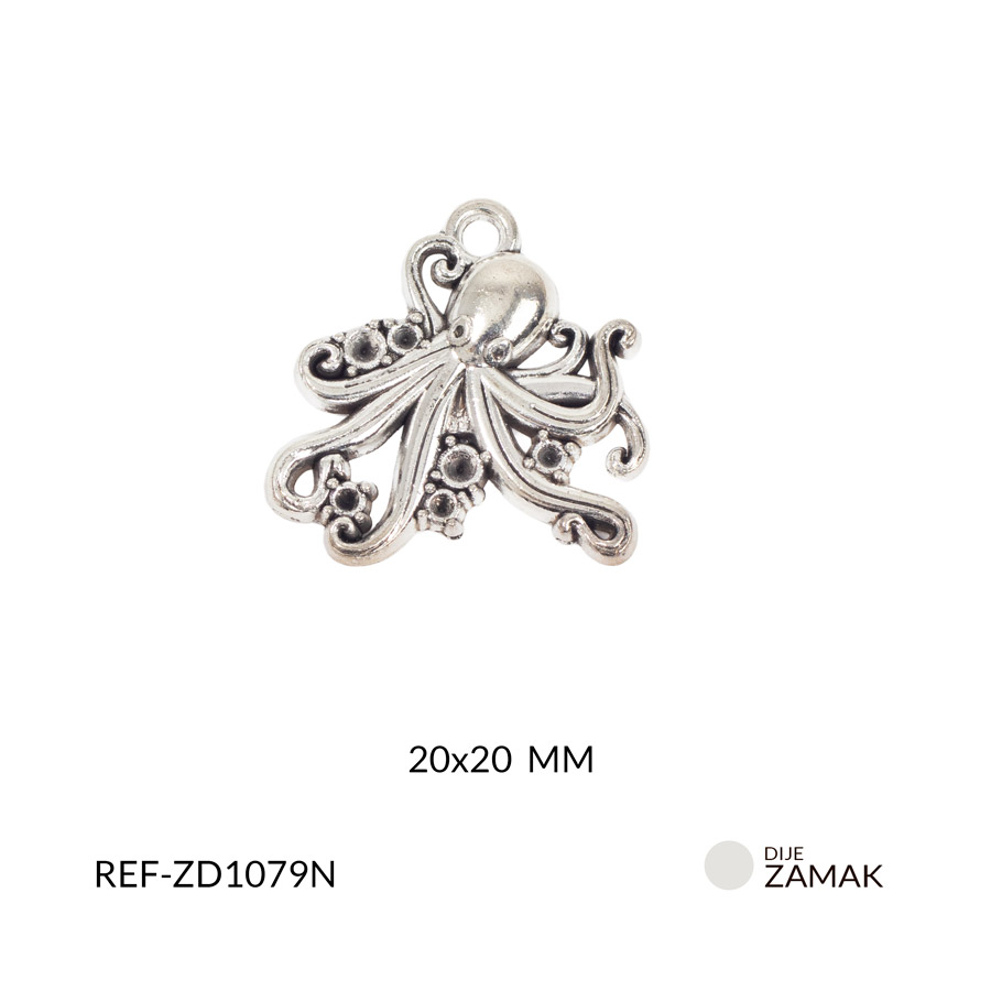 Dije zamak pulpo 20x20mm paquete x12 unidades