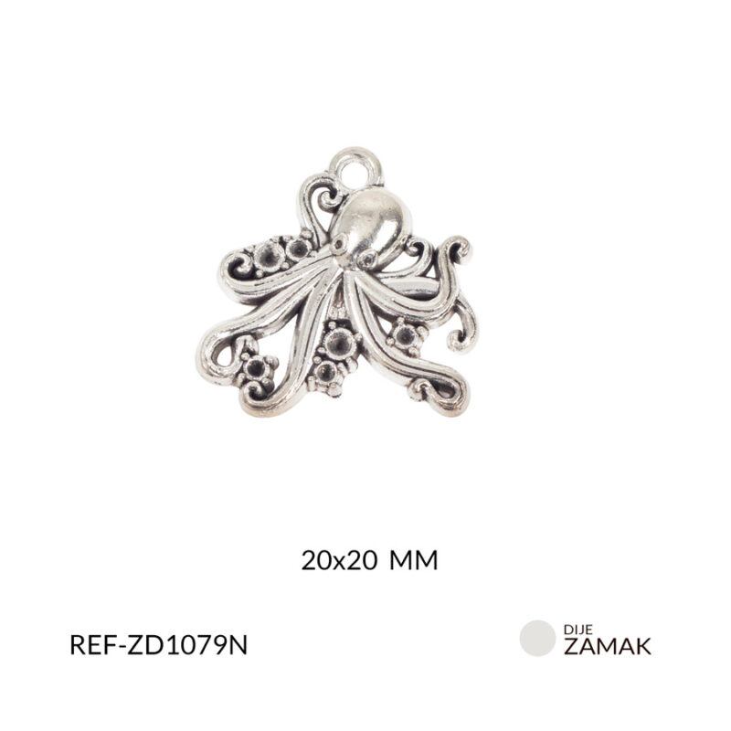 Dije zamak pulpo 20x20mm paquete x12 unidades