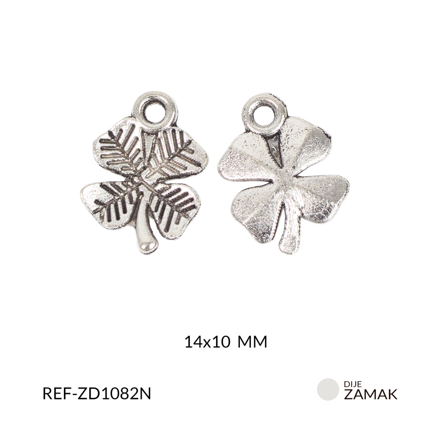 Dije zamak trébol 14x10mm paq 12 unidades