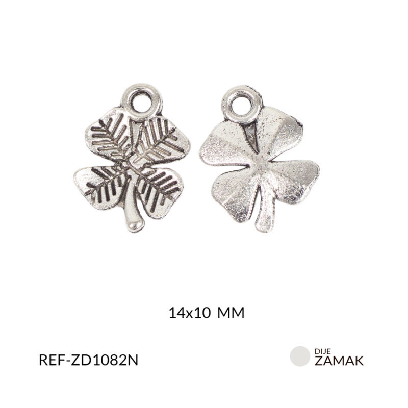 Dije zamak trébol 14x10mm paq 12 unidades