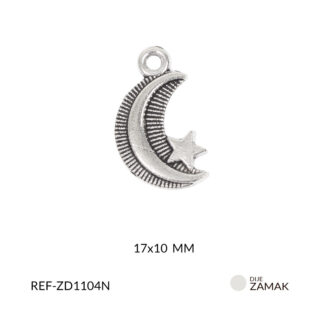 Dije zamak luna calada estrella 17x10mm paq x12 unid