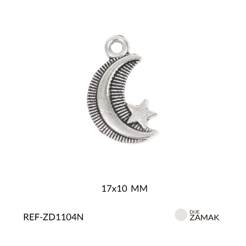 Dije zamak luna calada estrella 17x10mm paq x12 unid