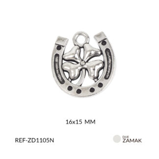 Dije zamak herradura y trébol 16x15mm paq x12 unidades