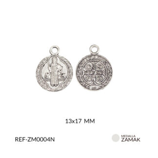 Medalla en zamak niquelada San benito 12x17 mm