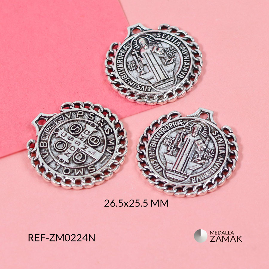 Medalla circular acero san benito resinado 25x21mm