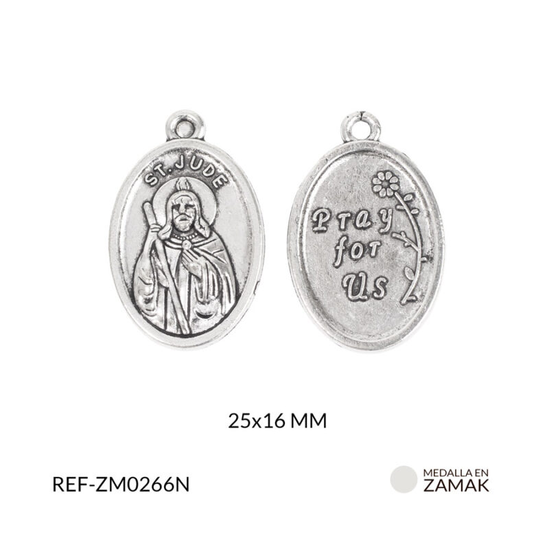 Medalla zamak ovalada san judas 25x16mm paq x6 unid