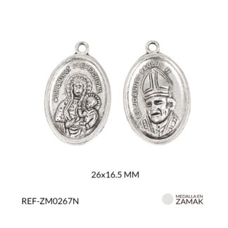 Medalla en zamak niquelada Juan Pablo 26x16.5 mm
