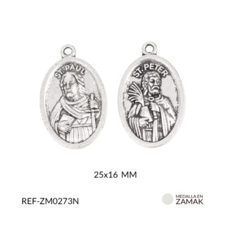 Medalla zamak San Peter y San paulo 25x16mm paq x12 unidades