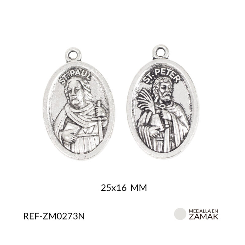 Medalla zamak San Peter y San paulo 25x16mm paq x12 unidades
