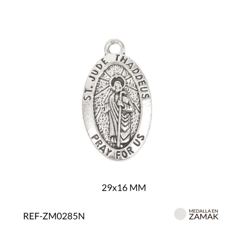 Medalla zamak ovalada san judas tadeo 29x16mm paq x6 unidades