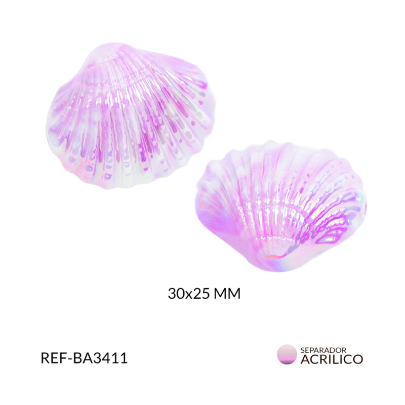 Separador acrílico concha lila boreal 30x25mm x 2und
