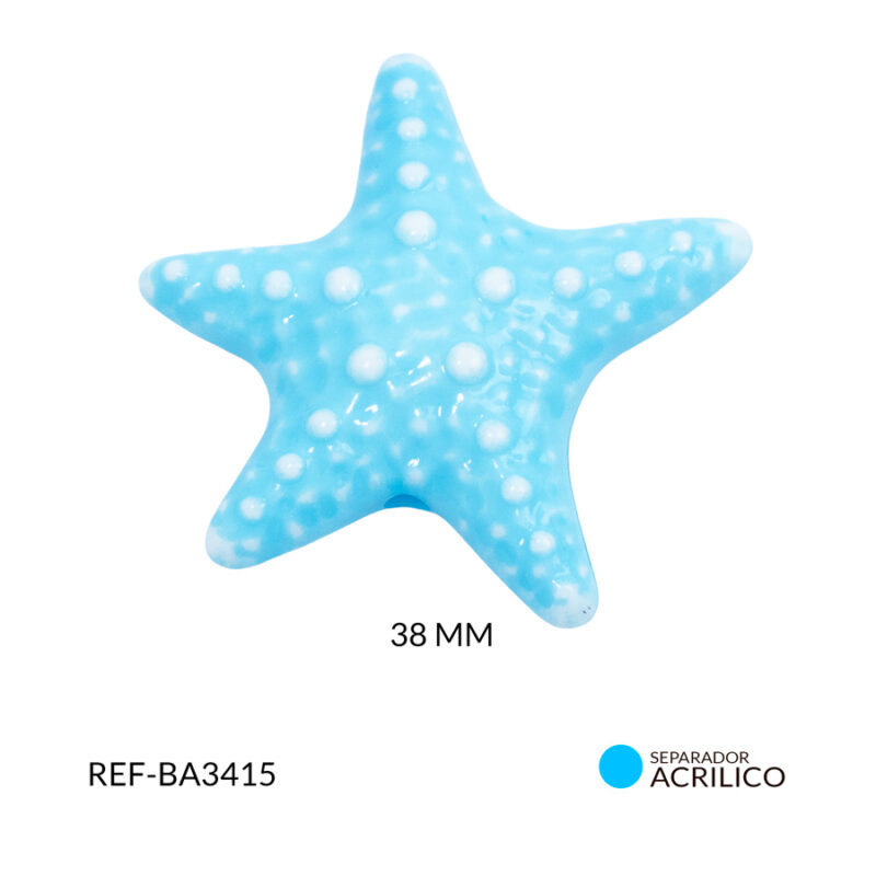 Separador acrílico estrella de mar azul 38mm x 2und