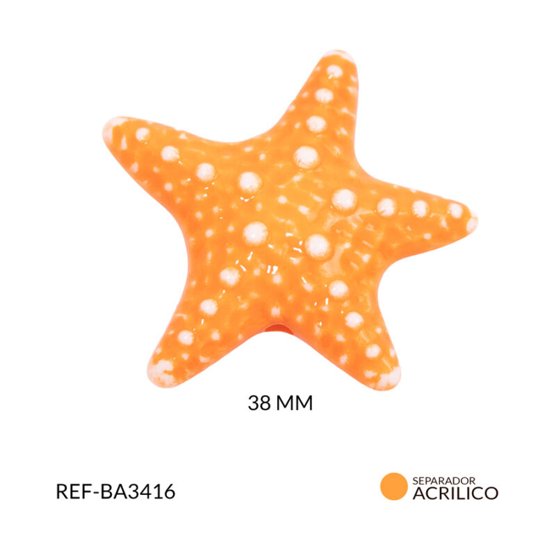 Separador acrílico estrella de mar naranja 38mm x 2und
