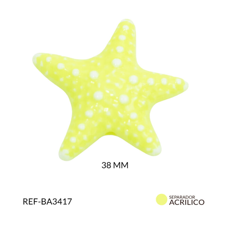 Separador acrílico estrella de mar amarilla 38mm x 2und