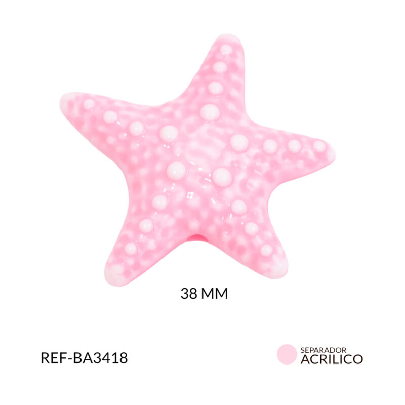Separador acrílico estrella de mar rosado 38mm x 2und