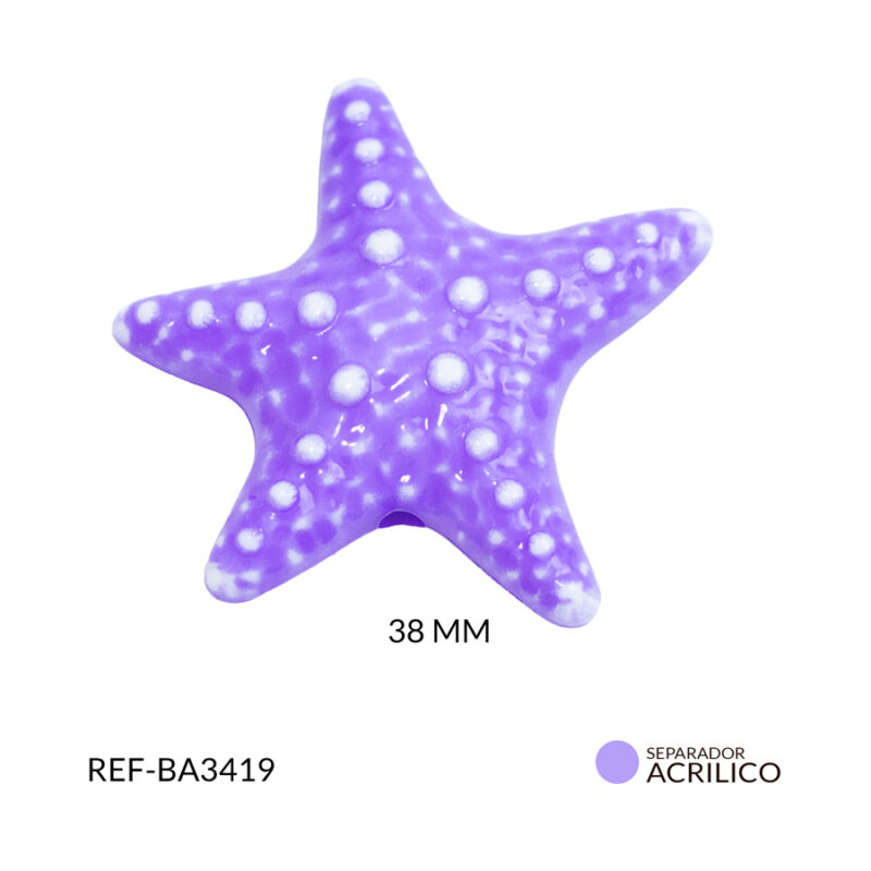 Separador acrílico estrella de mar lila 38mm x 2und