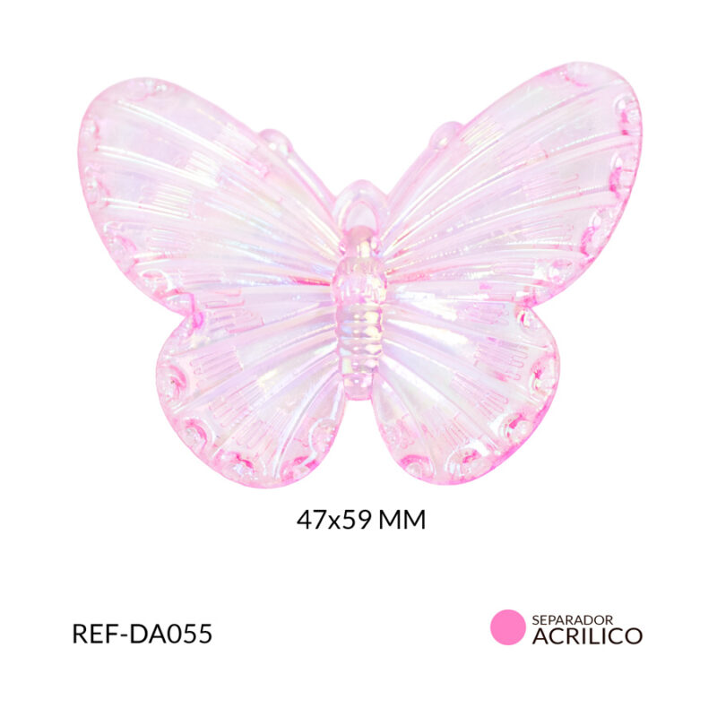 Dije acrílico mariposa traslucido boreal fucsia 47x59mm x 2und