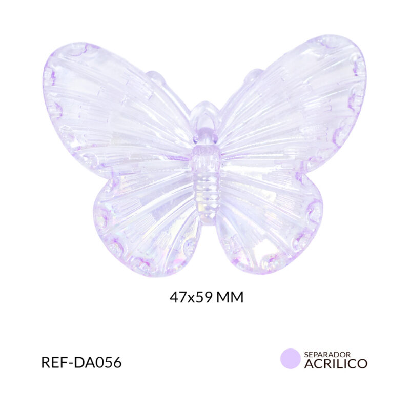 Dije acrílico mariposa traslucido boreal lila 47x59mm x 2und