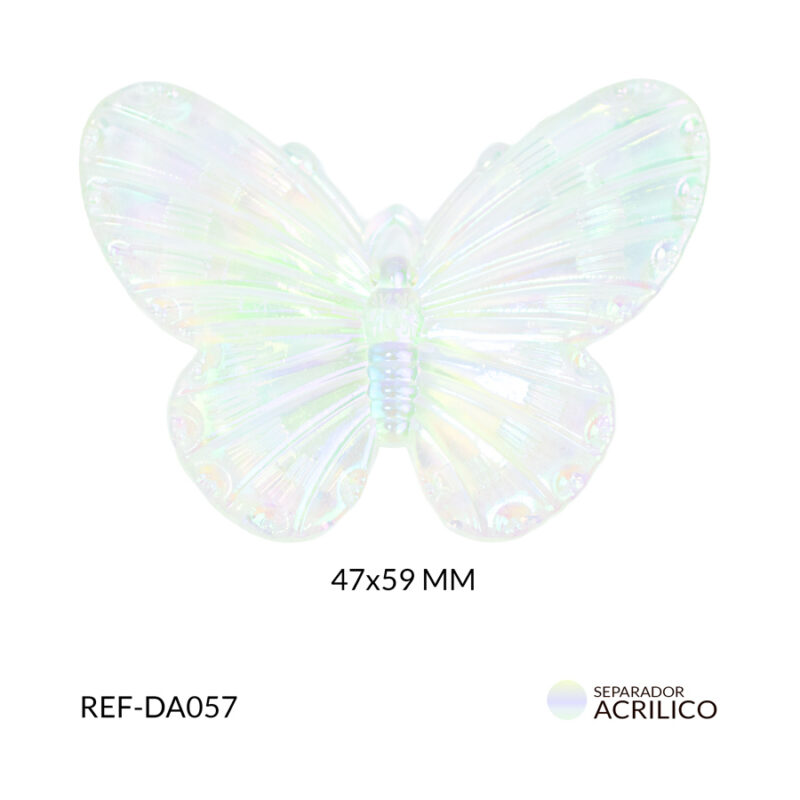 Dije acrílico mariposa traslucido boreal transparente 47x59mm x 2und