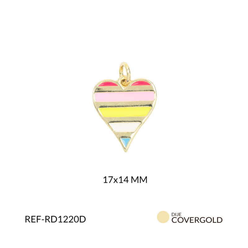 Dije covergold corazon multicolor 17x14mm x und