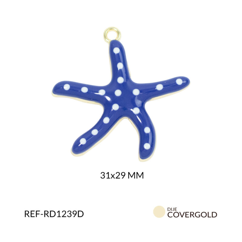 Dije covergold estrella de mar resina azul rey 31x29mm x und