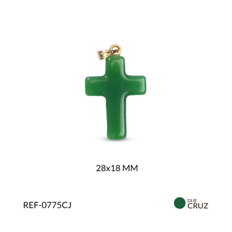 Dije cruz  cuarzo jade 29x18mm x und