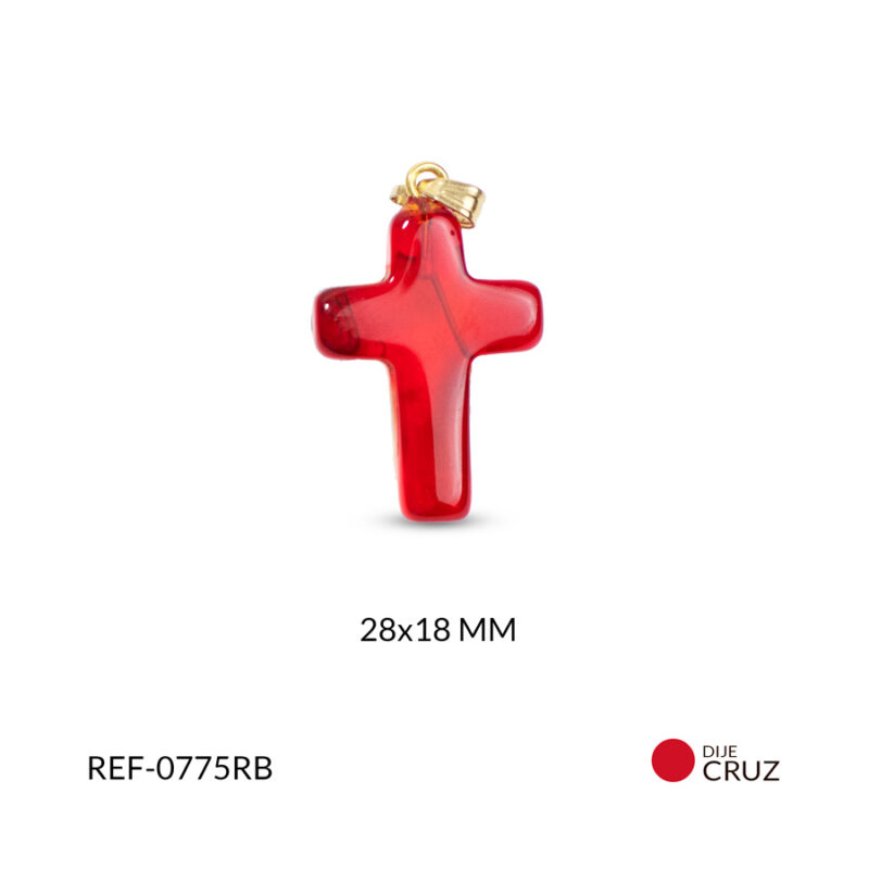 Dije cruz cristal rojo 29x18mm x und