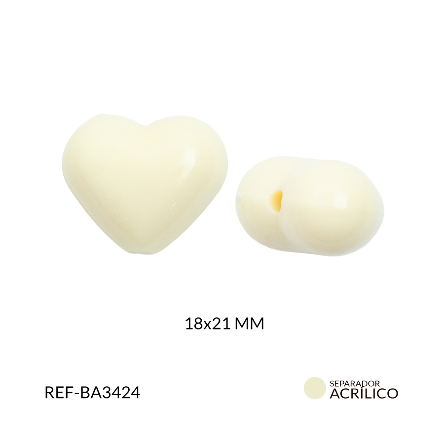 Separador acrílico corazon color beige inflado 18x21mm x 125gramos