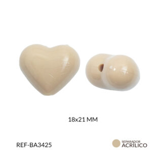 Separador acrílico corazon color café leche 18x21mm x 125gramos