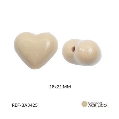 Separador acrílico corazon color café leche 18x21mm x 125gramos