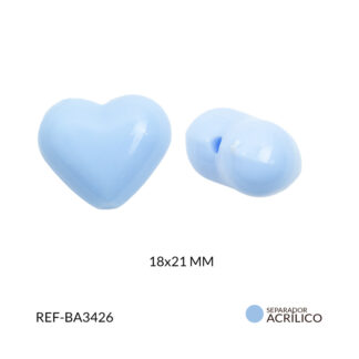 Separador acrílico corazon color azul celeste inflado 18x21mm x 125gramos