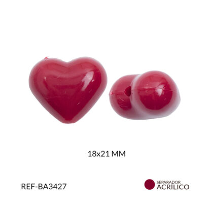 Separador acrílico corazon vino tinto inflado 18x21mm x 125gramos