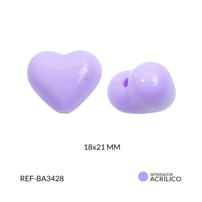 Separador acrílico corazon color lila 18x21mm x 125gramos