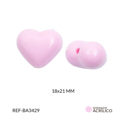 Separador acrílico corazon color rosado18x21mm x 125gramos