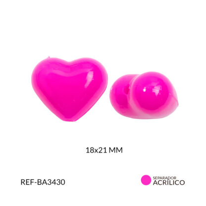 Separador acrílico corazon color fucsia inflado 18x21mm x 125gramos
